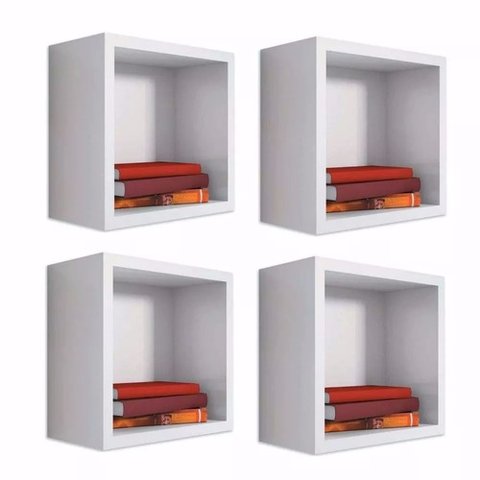Kit 04 Nichos Decorativo 31x31x15 Prateleira Cubo Sala
