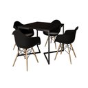 Ver imagem 6 de Mesa Jantar Industrial Quadrada Preta 90Cm Base V Ferro Preto Com 4 Poltronas Pretas Ma Cor: Preto
