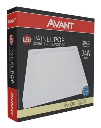 Kit 8 Painel Plafon Sobrepor Led 24w Quadrado Avant 4000k COR:Amarelo - 3