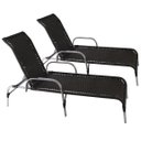 Ver imagem 1 de Conjunto 2 Espreguiçadeiras Esteira em Alumínio Cor Tabaco Banho de Sol, Área de Piscina - Havaí