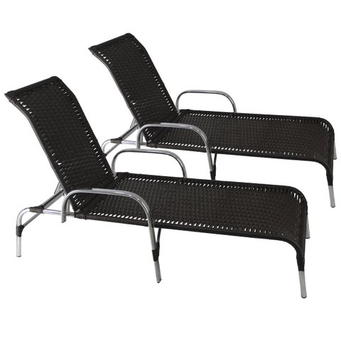 Conjunto 2 Espreguiçadeiras Esteira em Alumínio Cor Tabaco Banho de Sol, Área de Piscina - Havaí