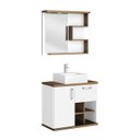 Ver imagem 2 de Gabinete para Banheiro 70cm com Cuba e Espelheira Veneza Branco/Nogal