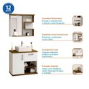 Ver imagem 7 de Gabinete para Banheiro 70cm com Cuba e Espelheira Veneza Branco/Nogal