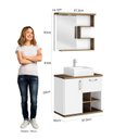 Ver imagem 3 de Gabinete para Banheiro 70cm com Cuba e Espelheira Veneza Branco/Nogal