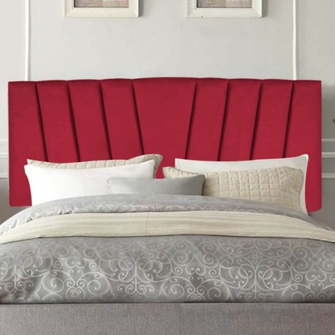 Painel Cabeceira Estofada Bélgica 195cm Cama Box King Corino Vermelho- Mabe Magazine