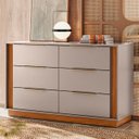 Ver imagem 2 de Cômoda Quarto 130cm Casal com 6 Gavetas Dino Nogueira/nude D02 - Mpozenato