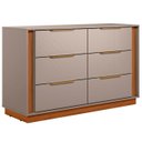 Ver imagem 1 de Cômoda Quarto 130cm Casal com 6 Gavetas Dino Nogueira/nude D02 - Mpozenato