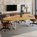Ver imagem 1 de Mesa de Reunião Orgânica 2,70MX1,60m com Pés em Metal e Tampo Bipartido F5 Corporate Marrom/Macadâmia/Branco