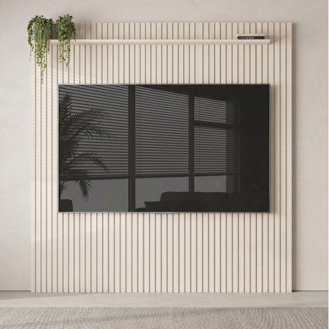 Painel Ripado para TV até 75 Polegadas 100% MDF 228,6CMX240CM Arbo