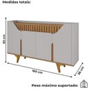 Ver imagem 6 de Aparador Balcão Buffet 4 Portas Tamisa 160 cm Off White Naturalle Bechara