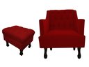 Ver imagem 1 de Kit Poltrona Decorativa Julia + Puff Luis Xv Suede Vermelho Pés Madeira Ms Decor