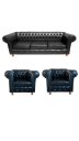 Ver imagem 1 de 1 Sofá 2m + 2 Poltronas Chesterfield Luiz Xv Corano Preto / Recapção, Sala, Salão de Beleza, Escritó