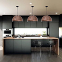 Ver imagem 2 de Kit 03 Pendentes Junco Rustico Meia Esfera 60cm