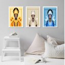 Ver imagem 2 de Kit Composição 3 Quadros Orixás- Iemanjá Iansã oxalá 24x18cm:madeira Preta