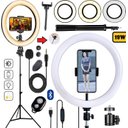 Ver imagem 1 de Ring Light Profissional Anel Led Iluminação Completo Tripé + Disparador + Microfone Lapela