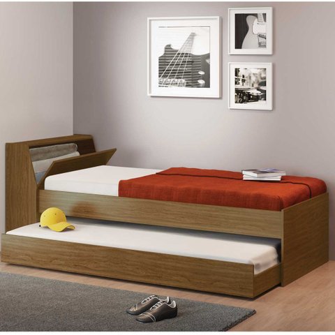 Bicama de Solteiro com Cama Auxiliar e Baú 219cm Ditália