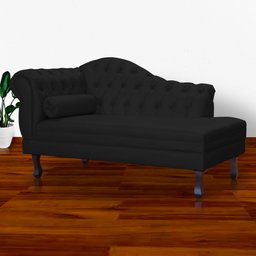 Divã Moderno Larissa Lado Direito Corino Cores - S.A Móveis DS Móveis Recamier Larissa Preto - 5