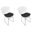 Ver imagem 1 de Kit 2 Cadeiras Bertoia Cromadas com Assento Sintético Preto Cor Preto