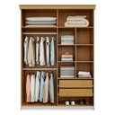 Ver imagem 3 de Roupeiro Solteiro London MDF 152,2x220cm 2 Gavetas 4 Portas Branco/Freijó LON42