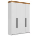 Ver imagem 2 de Roupeiro Solteiro London MDF 152,2x220cm 2 Gavetas 4 Portas Branco/Freijó LON42