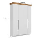 Ver imagem 4 de Roupeiro Solteiro London MDF 152,2x220cm 2 Gavetas 4 Portas Branco/Freijó LON42