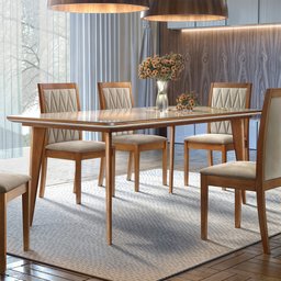 Mesa de Jantar 6 Lugares Retangular Tampo MDF/Vidro Mad Espresso Móveis - 2