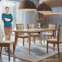 Ver imagem 3 de Mesa de Jantar 6 Lugares Retangular Tampo MDF/Vidro Mad Espresso Móveis Cinamomo/Off White