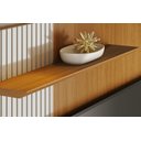 Ver imagem 3 de Painel Suspenso Aurora 160cm para TV 65 pol MDP/MDF Frisado Porta Deslizante UV - Cinamomo/Offwhite