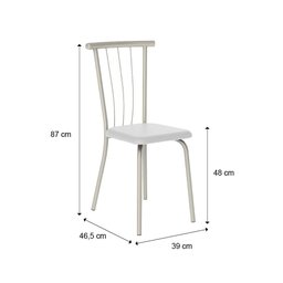 Conjunto 4 Cadeiras Tubo Prata Napa Branca 154 Carraro - 2