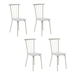 Conjunto 4 Cadeiras Tubo Prata Napa Branca 154 Carraro - 1