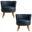 Ver imagem 1 de Kit 2 Poltronas para Sala Compacta Tecido Corano Luxo Estrutura Reforçada Pés em Madeira Natural