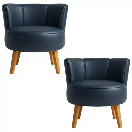 Ver imagem 1 de Kit 2 Poltronas Aconchegante Tecido Corano para Sala de Espera Pés de Madeira Resistente