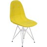 Kit 2 Cadeiras Dkr Charles Eames Wood Estofada Botonê - Amarelo Amarelo - 2