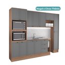 Ver imagem 2 de Cozinha Completa com Balcão Milla Vitral 12 Portas 3 Gavetas MDF MDP 290cm Nogal com Cinza Titânio