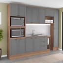 Ver imagem 1 de Cozinha Completa com Balcão Milla Vitral 12 Portas 3 Gavetas MDF MDP 290cm Nogal com Cinza Titânio