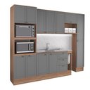 Ver mais imagens de Cozinha Completa com Balcão Milla Vitral 12 Portas 3 Gavetas MDF MDP 290cm Nogal com Cinza Titânio