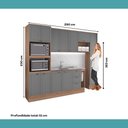 Ver imagem 7 de Cozinha Completa com Balcão Milla Vitral 12 Portas 3 Gavetas MDF MDP 290cm Nogal com Cinza Titânio