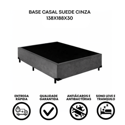 Base Box Casal Box Suede Cinza 138x188 - 4