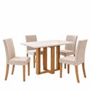 Ver imagem 2 de Conjunto Sala de Jantar Mesa Manu 120cm Tampo MDF e Vidro Canto Arredondado 4 Cadeiras Lily