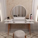 Ver imagem 2 de Penteadeira Diana Com 2 Gavetas Porta de Vidro e Nichos Branco