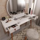 Ver imagem 3 de Penteadeira Diana Com 2 Gavetas Porta de Vidro e Nichos Branco