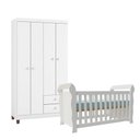 Ver imagem 1 de Berço Americano Lara e Guarda Roupa Ternura Baby 4 Portas Branco Brilho - Incorplac
