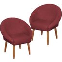 Ver imagem 1 de Kit 2 Cadeira Confortável para Escritório Tecido Veludo Pés de Madeira Decorativa Moblan Decor:Verme