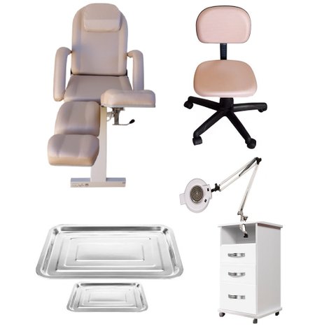 Kit Maca Podologia Rose Gold Mocho Armário Exaustor Bandejas Sl / Fiscomed Kit Cadeira para Podologi