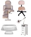 Ver imagem 1 de Kit Maca Podologia Rose Gold Mocho Armário Exaustor Bandejas Sl / Fiscomed Kit Cadeira para Podologi