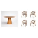 Ver imagem 2 de Conjunto Mesa de Jantar Cone Redonda 120cm com 4 Cadeiras Estofadas Gaia Yescasa
