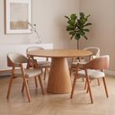 Ver imagem 1 de Conjunto Mesa de Jantar Cone Redonda 120cm com 4 Cadeiras Estofadas Gaia Yescasa