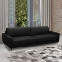Ver imagem 1 de Sofá Decorativo Isaac 3 Lugares Sala de Estar 240cm Pés em Aço Couro Preto G88 - Gran Belo