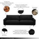 Ver imagem 3 de Sofá Decorativo Isaac 3 Lugares Sala de Estar 240cm Pés em Aço Couro Preto G88 - Gran Belo