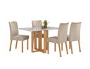 Ver imagem 1 de Conjunto Sala de Jantar Mesa Téssera 120 Tampo Vidro Off White com 4 Cadeiras Téssera - Lopas Amendo